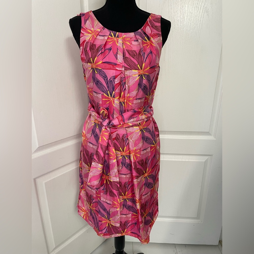Lilly Pulitzer shift dress floral size 8 all silk wedding party evening